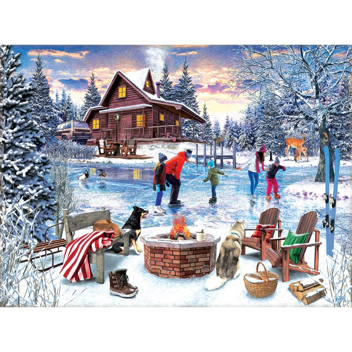 Puzzle Sunsout-42242 Patineurs près du Feu