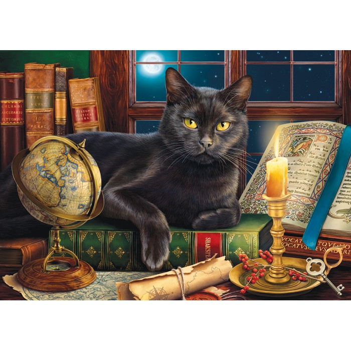 Puzzle Sunsout-42906 Pièces XXL - Black Cat by Candlelight