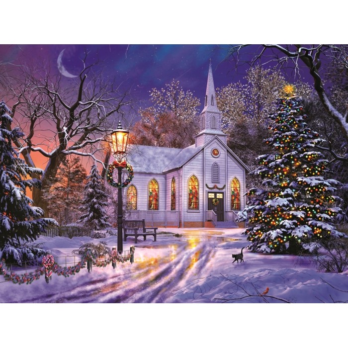 Puzzle Sunsout-50041 Dominic Davison - The Old Christmas Church