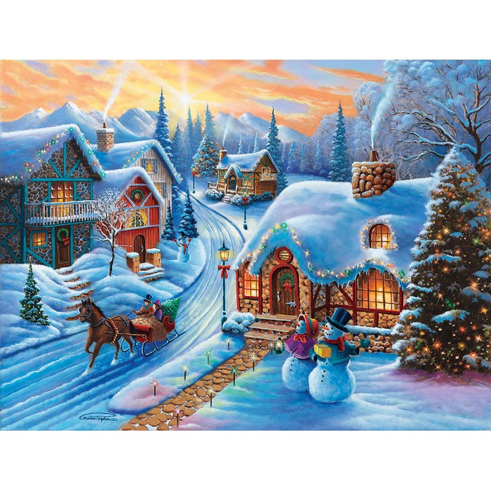 Puzzle Sunsout-51375 XXL Pieces - Sunset Christmas Village