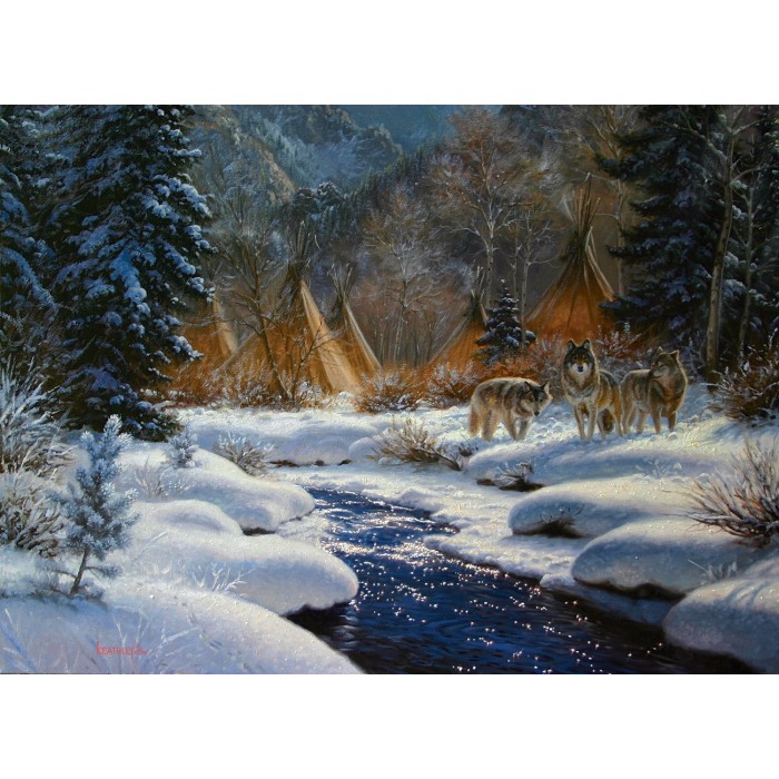 Puzzle Sunsout-52965 Mark Keathley - Winter Intruders