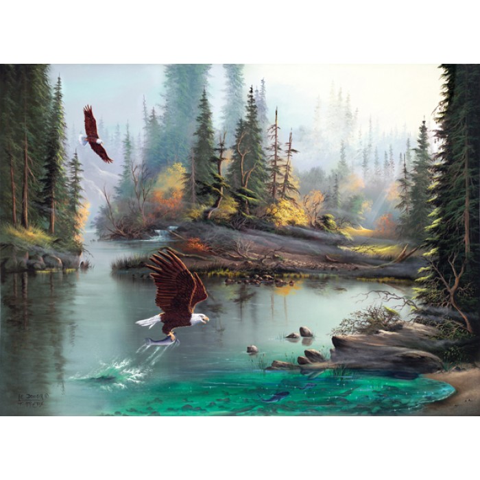 Puzzle Sunsout-53124 XXL Teile - Lionel Dougy and T. Atkinson - River Eagles