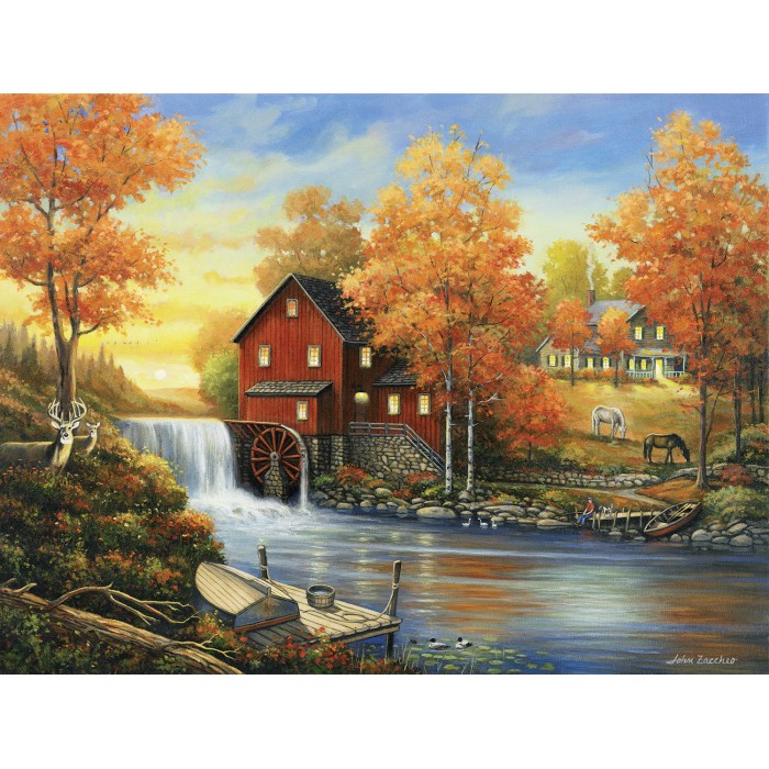 Puzzle Sunsout-62112 John Zaccheo - Sunset at the Old Mill