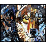 Puzzle  Sunsout-70734 Stained Glass Wolves