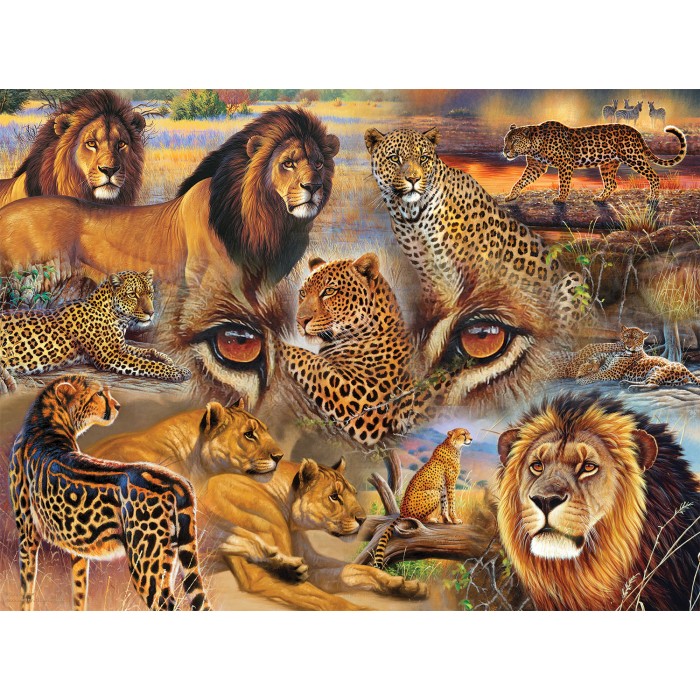 Puzzle Sunsout-70934 Janet Stever - Big Cats of the Plains