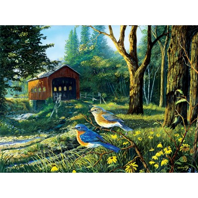 Puzzle  Sunsout-71108 Terry Doughty - Sleepy Hollow Blue Birds