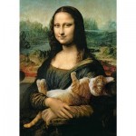 Puzzle  Trefl-37294 Mona Lisa and Purring Kitty